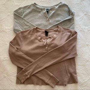 BUNDLE Henley Cropped Long Sleeve Shirts